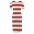 thumbnail image 4 of Ovzne Robes Grande Taille pour Femmes Courbes Robe Femme Jupe de Maternité Plissée Imprimée à Manches Courtes Col Rond Mi-Mollet Robe d'Été Manches Courtes Imprimée Liquidation, 4 of 6