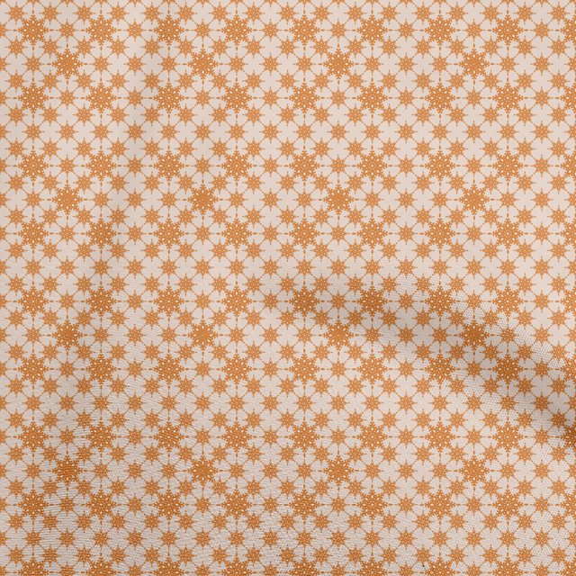 oneOone Polyester Spandex Orange Fabric Asian Block Floral Craft Projects Decor Fabric Printed By The Yard 56 Inch Wide