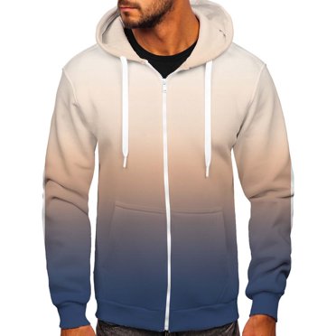 RKSTN Vestes pour Hommes Décontractées Sport Entraînement Physique Chandail à Capuche à Fermeture Éclair Veste à Imprimé Dégradé Automne et Hiver Veste à Manches Longues Manteaux