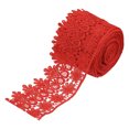 thumbnail image 1 of Uxcell 3.14 inch Wide 5 Yard Lace Ribbon Floral Pattern Red Embroidered Lace Trim for Sewing Making, Gift Wrapping, 1 of 5