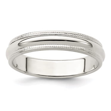 925 Sterling Silver 4mm Half Round Milgrain Size 9 Band Ring
