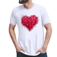 thumbnail image 3 of T-shirts Assortis pour Couples de la Saint-Valentin Légers Mode à Imprimé Cœur Col Rond Décontracté Tunique à Manches Courtes T-Shirt Confortable Doux Respirant Mari Femme Blouse Tee Blanc G, 3 of 6