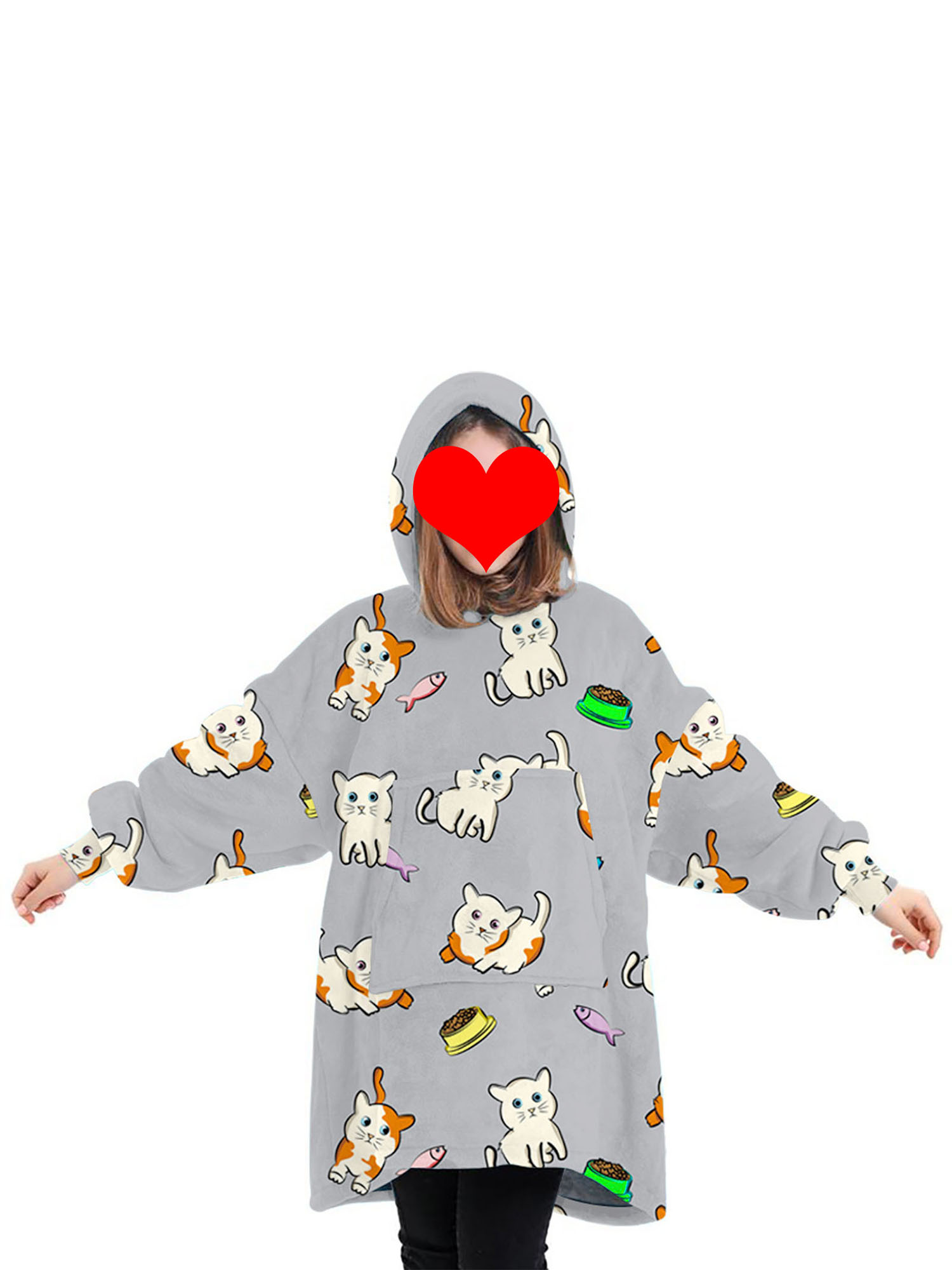Fortune Matching Family Wearable Blanket Oversized Hoodies Pullover Christmas Pajama