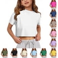 thumbnail image 1 of Girls Crop Tops Short Sleeve T-Shirts for Girl Crew Neck Basic Tee, 1 of 8