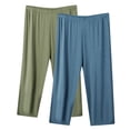 thumbnail image 1 of MeetoTime Lot de 2 Pantalons de Pyjama Capri pour Femmes Pantalons de Détente pour le Sommeil Taille Élastique Capris Grande Taille P-5TG, 1 of 2