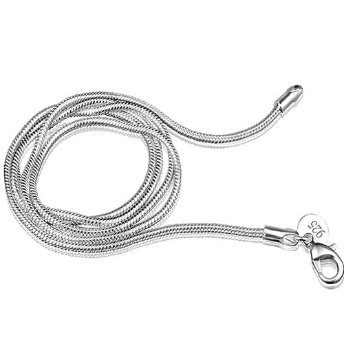 Women's Simple Design 925 Sterling Silver 2mm Snake Chain Lobster Clasp Necklace