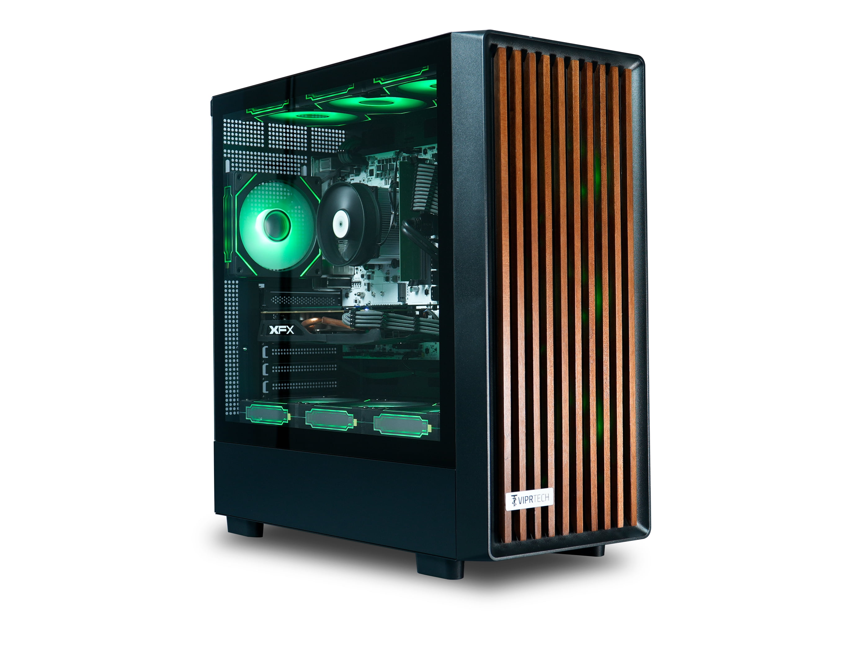 ViprTech Overlord Wood Gaming PC - AMD Ryzen 7 (4.4Ghz), RX 9060 8GB, 16GB DDR4, 1TB SSD,  Black Walnut