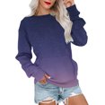 thumbnail image 1 of RKSTN Chandails en Molleton pour Femmes Mode Automne 2023 Couleur Dégradée Manches Longues Chandail en Molleton Grande Taille Ample Col Rond Doux Chandail Tops, 1 of 5