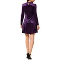 thumbnail image 3 of INSPIRE CHIC Robe pour Femme Velours Col Ras du Cou Manches Longues Taille Haute Ligne A Mini Robes S Violet, 3 of 6