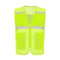 thumbnail image 1 of RUNQHUI Men Women Zipper High Visibility Reflective Safety Vest Construction Work Mesh Fabric Work Clothes Fluorescent Yellow 190, 1 of 7