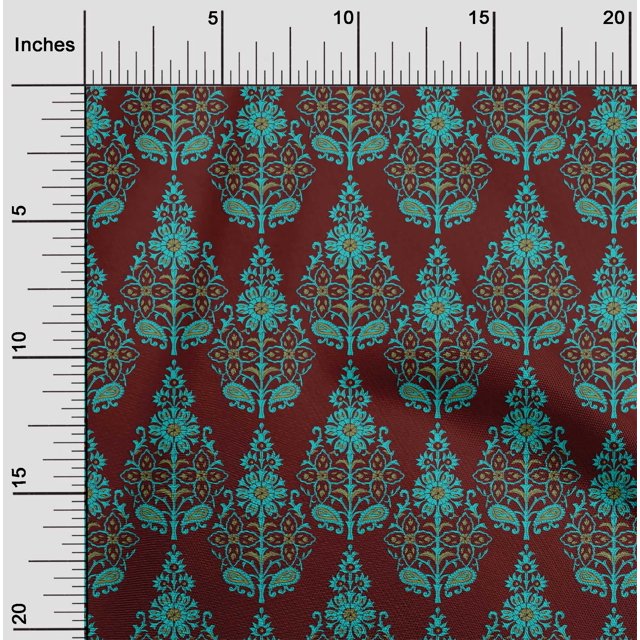 oneOone Polyester Lycra Fabric Floral & Paisley Block Print Fabric By Yard 56 Inch Wide