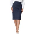 thumbnail image 1 of Unique Bargains Jupe Crayon pour Femme, Jupe Midi de Travail à Taille Haute Plissée à l'Avant, Bleu Foncé, S, 1 of 6