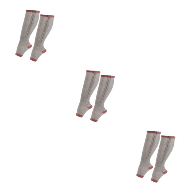 Maytalsory Chaussettes de Compression Respirantes à Fermeture Éclair Performance avec Confort Maximal Gris P/M 3Ensemble