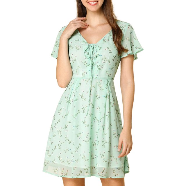 INSPIRE CHIC Robe en Mousseline à Lacets à Fleurs pour Femme