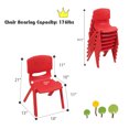 thumbnail image 2 of Gymax 6-pack Kids Plastic Stackable Classroom Chairs Indoor/Outdoor Kindergarten Red, 2 of 10