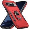 thumbnail image 1 of KOMI Étui Compatible avec Google Pixel 9 / 9 Pro avec Béquille Magnétique, Armure Militaire Robuste Antichoc Antichute Étui de Protection pour Hommes Femmes Noir Rouge, 1 of 5