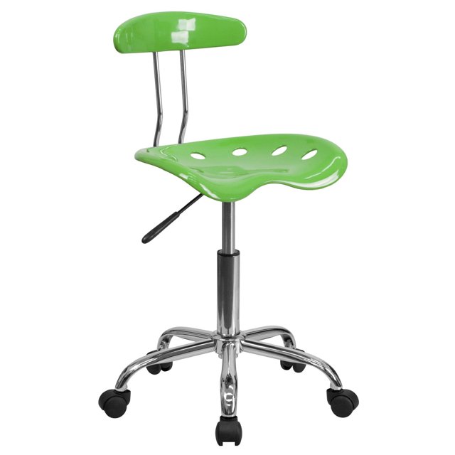 Vibrant Spicy Lime and Chrome Swivel Task Chair with Tractor Seat