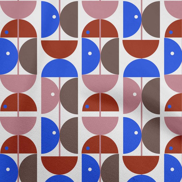 oneOone Rayon Blue Fabric Geometric Circle Craft Projects Decor Fabric Printed By The Yard 56 Inch Wide