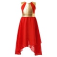 thumbnail image 1 of Raenseen Robe de Danse Sans Manches Métallique pour Filles, Ourlet Irrégulier, Rouge 6, 1 of 7