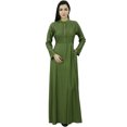 thumbnail image 1 of Bimba Robe Jilbab Unie à Col Mandarin pour Femme avec Poches, Manches Longues, Maxi, 1 of 7