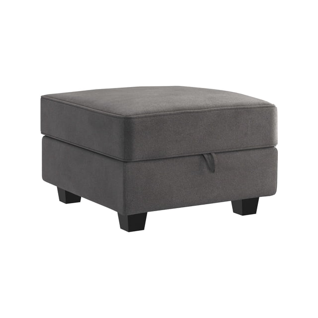 HONBAY Module Ottoman Carré en Velours pour Sofa Sectionnel Modulaire en Gris Terne. Ce Repose-Pieds de Rangement Présente un Cadre en Bois Massif, un Rembourrage en Éponge Haute Densité et un Rembourrage en Velours Doux. Il Comprend un Compartiment de Rangement Caché pour Couvertures, magazines Ou Jouets. Conçu pour Se Connecter à d'Autres Composants de Sofa Modulaire, Il Offre une Polyvalence pour Créer des arrangements d'Assise Personnalisés. le Ottoman Présente un design simple et Moderne avec des Pattes Noires Robustes.