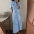 thumbnail image 1 of Fshaion Robe d'Été pour Femmes 2024 Robe Grande Taille pour Col en V Décontractée Robes d'Été Poche Genou Manches Courtes avec Poches Liquidation à Moins de 10!, 1 of 6