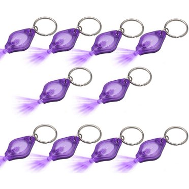 10 packs Mini Porte-Clés UV Lampe de Poche Torche, Lampe Porte-Clés Torche, Lampe UV Lumière UV, Détecteur d'Urine Ultraviolet pour Chien, Batteries Incluses