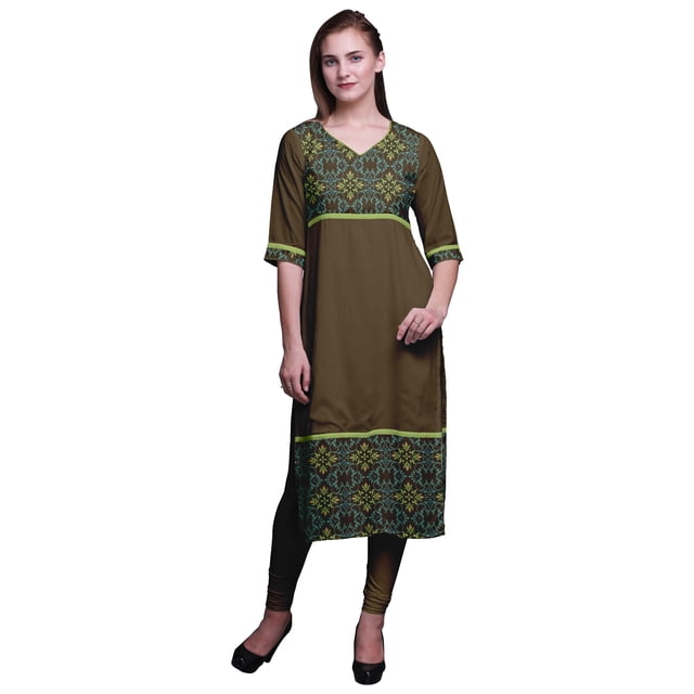 Bimba Kurtis Droits à Panneaux pour Femmes Robe Kurti Longue Haut Indien Imprimé