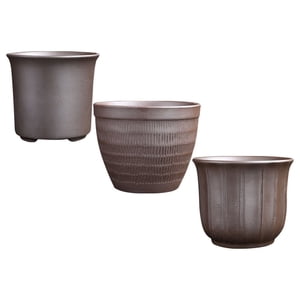 CNKOO 3 Pcs Pots de fleurs plein air respirant Jardin extérieur Argile pour plantes Café