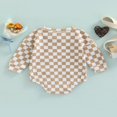 thumbnail image 4 of Babys Casual Long Sleeve Romper Fashion Checkerboard Print  Neck Triangle Jumpsuits with Pockets, 4 of 7