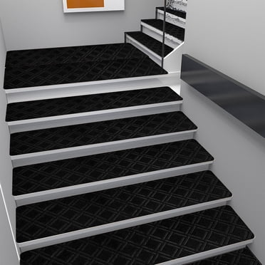 UsRHHA 15PCS Non-Slip Carpet Stair Treads, Large Size Slip Resistive Indoor Runner with Reusable Adhesive, Stair Mats for KidsElders Pet
