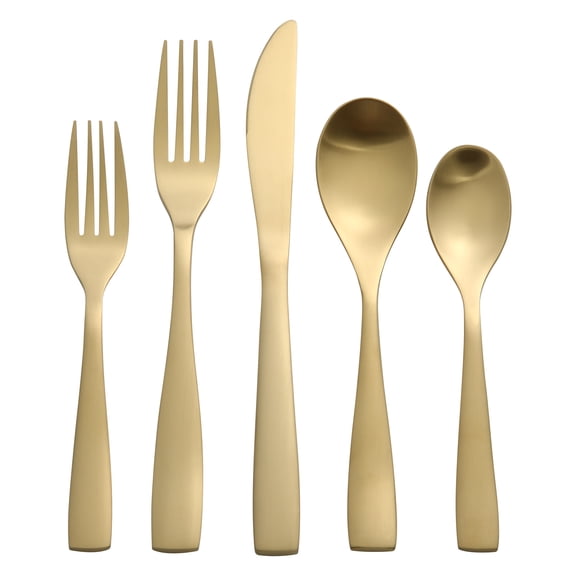 Hometrends 20-Piece Forged Flatware Set, Satin Gold