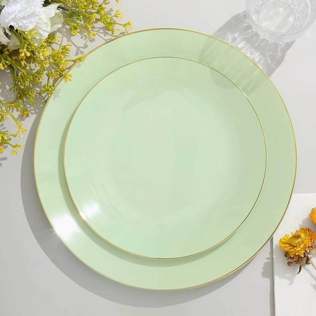 CUITING 10 Pack Glitter Gold Clear Hammered Plastic Charger Plates Round Disposable Serving Plates With Gold Rim - 13”