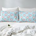 thumbnail image 4 of Erosebridal Pink Peach Sheet Set Twin, Kawaii Rabbit Bedding Sets Twin Size, Bunnies Room Decor 3pcs, 4 of 6