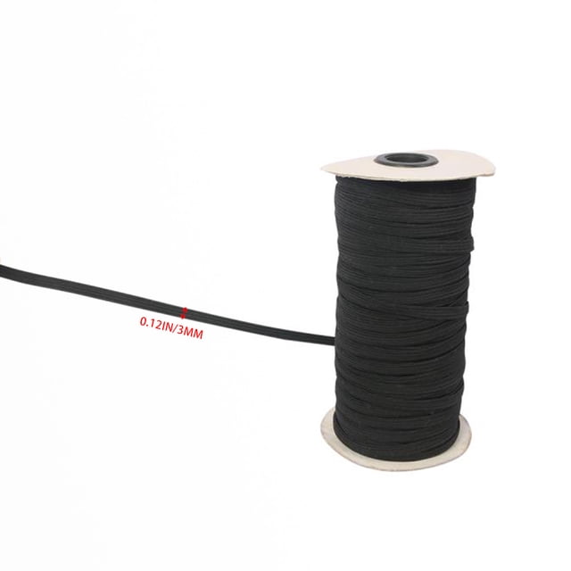 100 Yards Length Wide Braided Elastic Rope Knitted Elastic Band for DIY Sewing Crafts/Mask 3mm Black