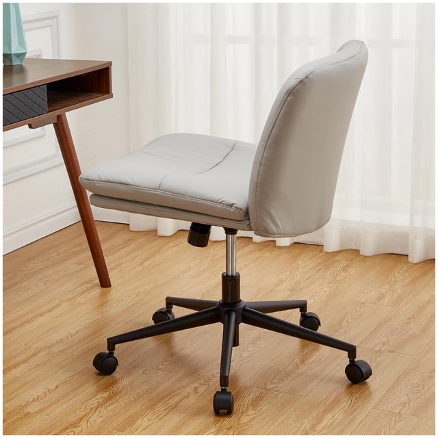 Cherish Modern PU Leather Office Chair – Armless, Height Adjustable, with Wheels, Standard Size for Office, Gaming, Dining