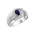 thumbnail image 3 of RYLOS Mens Rings Sterling Silver Ring 6X4MM Oval Shape Gemstone & Diamond Ring Sapphire September Birthstone Rings For Man Silver Rings, Size 9, 3 of 7