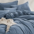 thumbnail image 2 of Swift Home Ultra-Soft Prewashed Wrinkle Texture Duvet Cover Set, Solid, Blue Dusk, Queen, 2 of 6