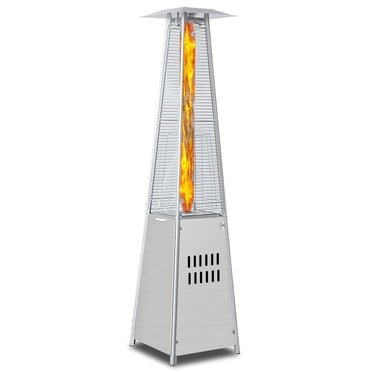 Chauffage de Patio 40 000 BTU en Acier Inoxydable, Pyramide, Tube en Verre au Propane, Flammes Dansantes