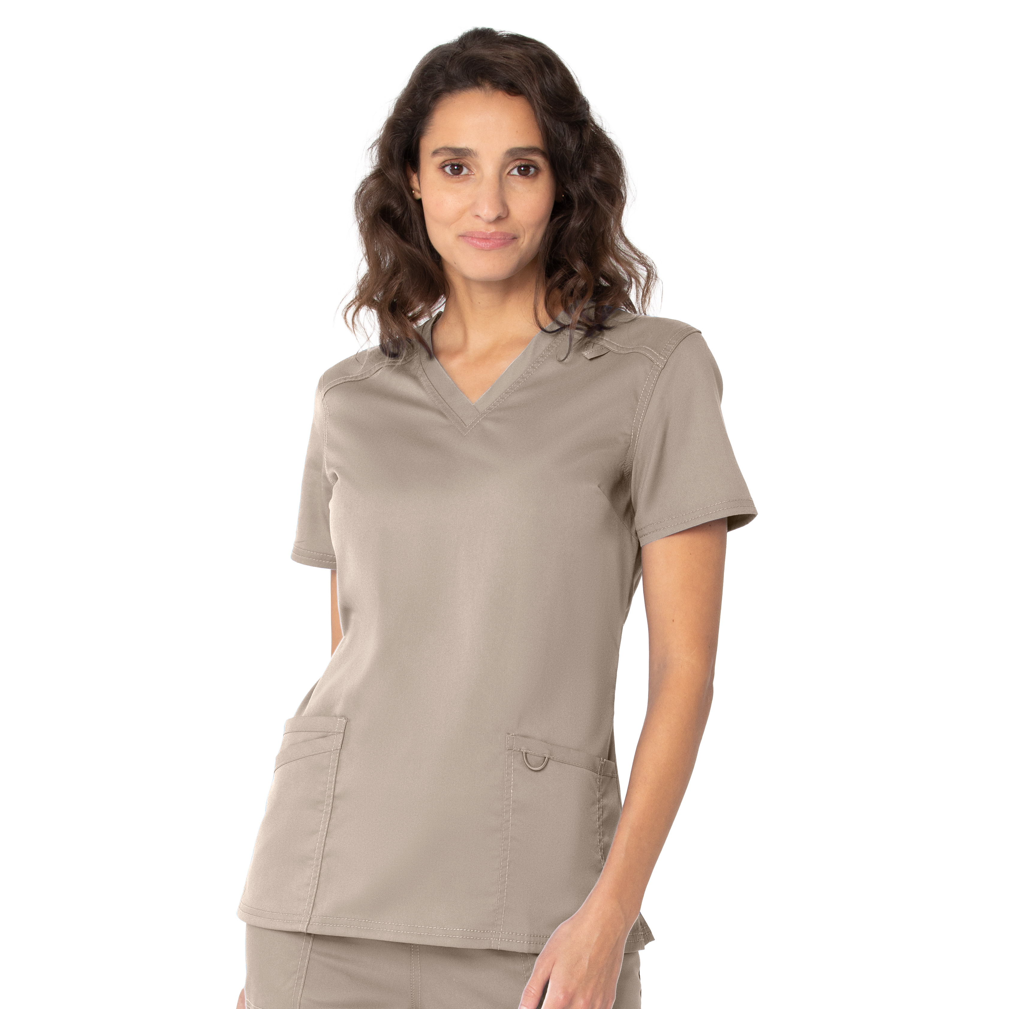 Landau ProFlex Haut de Sarrau pour Femmes : 3 Poches, Coupe Moderne Ajustée, Col en V Extensible 4169
