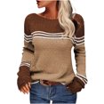 thumbnail image 1 of VgaVtl Ladies Sweaters Pullover Long Sleeve Womens Fall Sweaters Striped Knitted Loose Yellow Color Block Sweaters, 1 of 5