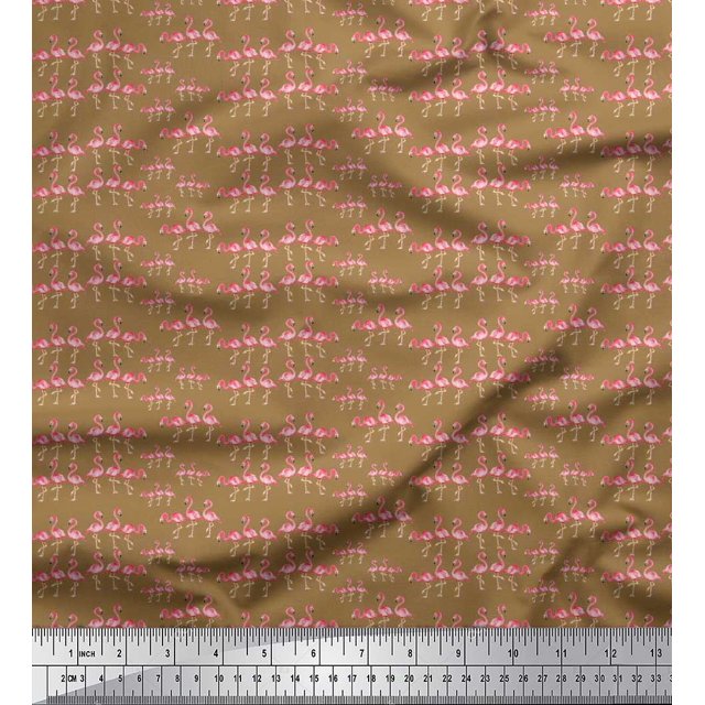 Soimoi Rayon Fabric Flamingo Bird Print Fabric by Yard 42 Inch Wide