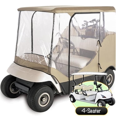 North East Harbor GCC-T44 Housse Imperméable Supérieure pour Voiturette de Golf, Club Car, Ezgo, Yamaha - Beige et Transparent