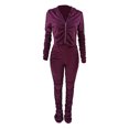 thumbnail image 2 of Honganda Slim Pleated Zipper Hooded Top and Pants Two-piece Suit, 2 of 6