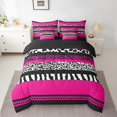 thumbnail image 2 of Cheetah Print Comforter Set,7 Pieces Wild Animal Skin Leopard Spot Queen Bed in a Bag,Geometry Aztec Fuchsia Sriped Bedding Sets with Comforter,Flat Sheet,Fitted Sheet,Pillowcase,Pillow Sham, 2 of 5