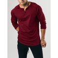 thumbnail image 3 of FAROOT Men's Spring Autumn Casual T-shirt Solid Color Long Sleeve Crewneck Button Down Shirt Tops, 3 of 7