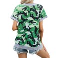 thumbnail image 5 of Femmes Camouflage Imprimé Couleur Bloc V Cou Manches Courtes Chemise, 5 of 5