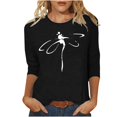 thumbnail image 1 of Pompotops T-shirt Ample Imprimé pour Femme, Blouse Mi-Longue à Manches 3/4, Col Rond, Hauts Décontractés, Liquidation, 1 of 4