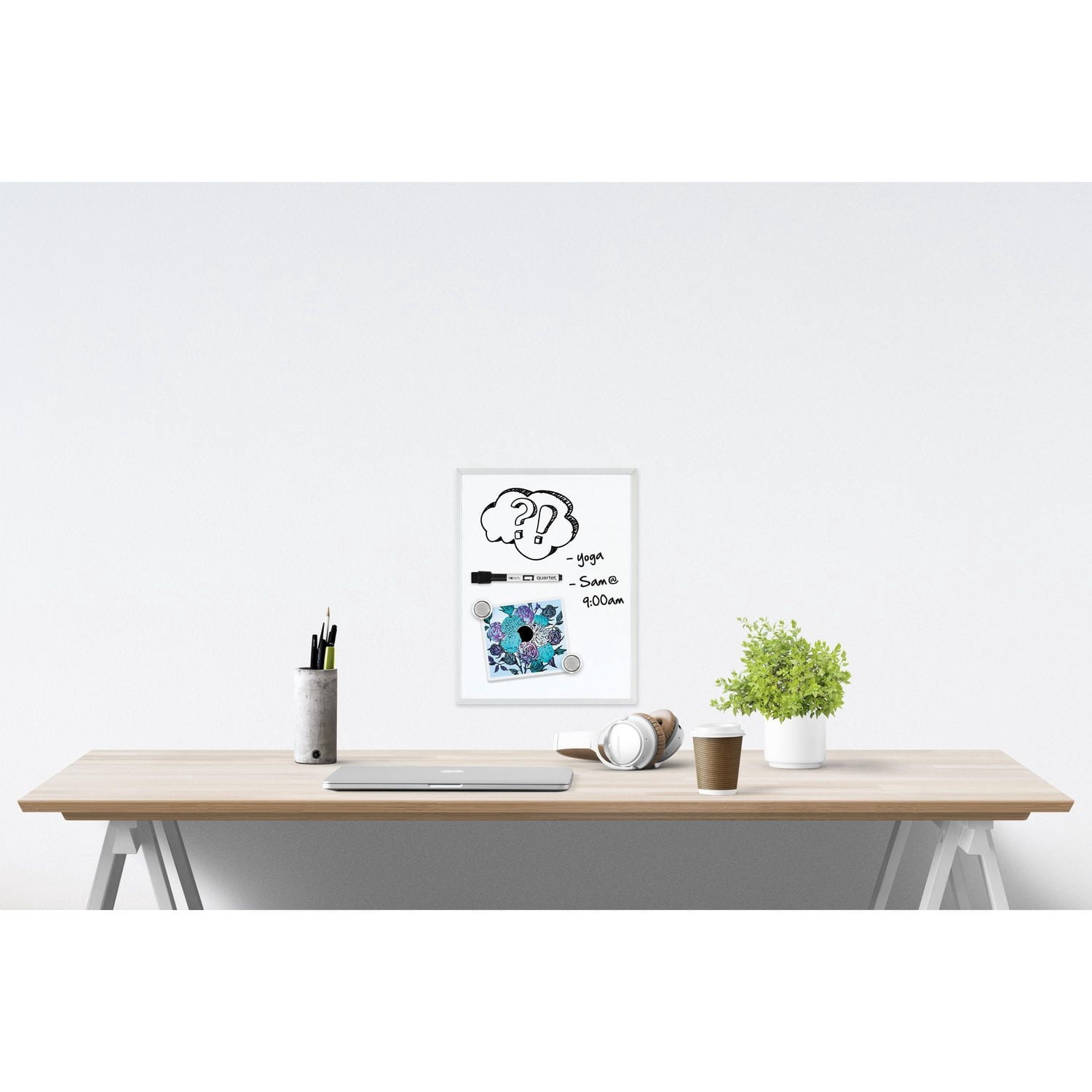 Quartet Tableau effaçable à sec magnétique, cadre aluminium mince, 14 po X 11 po