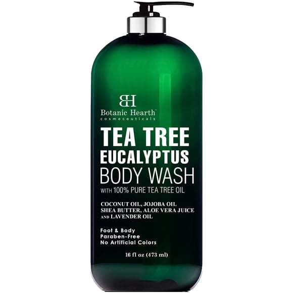 BOTANIC HEARTH Eucalyptus Tea Tree Body Wash, Helps with Nails, Athletes Foot, Ringworms, Jock Itch, Acne, Eczema & Body Odor, Soothes Itching & Promotes Healthy Skin and Feet, 16 fl oz